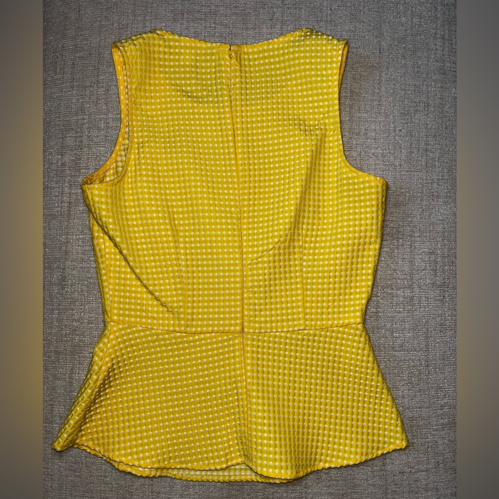 Banana Republic Yellow Plaid Check Peplum Top Size 4 Office Summer Blouse Tank - Picture 3 of 8